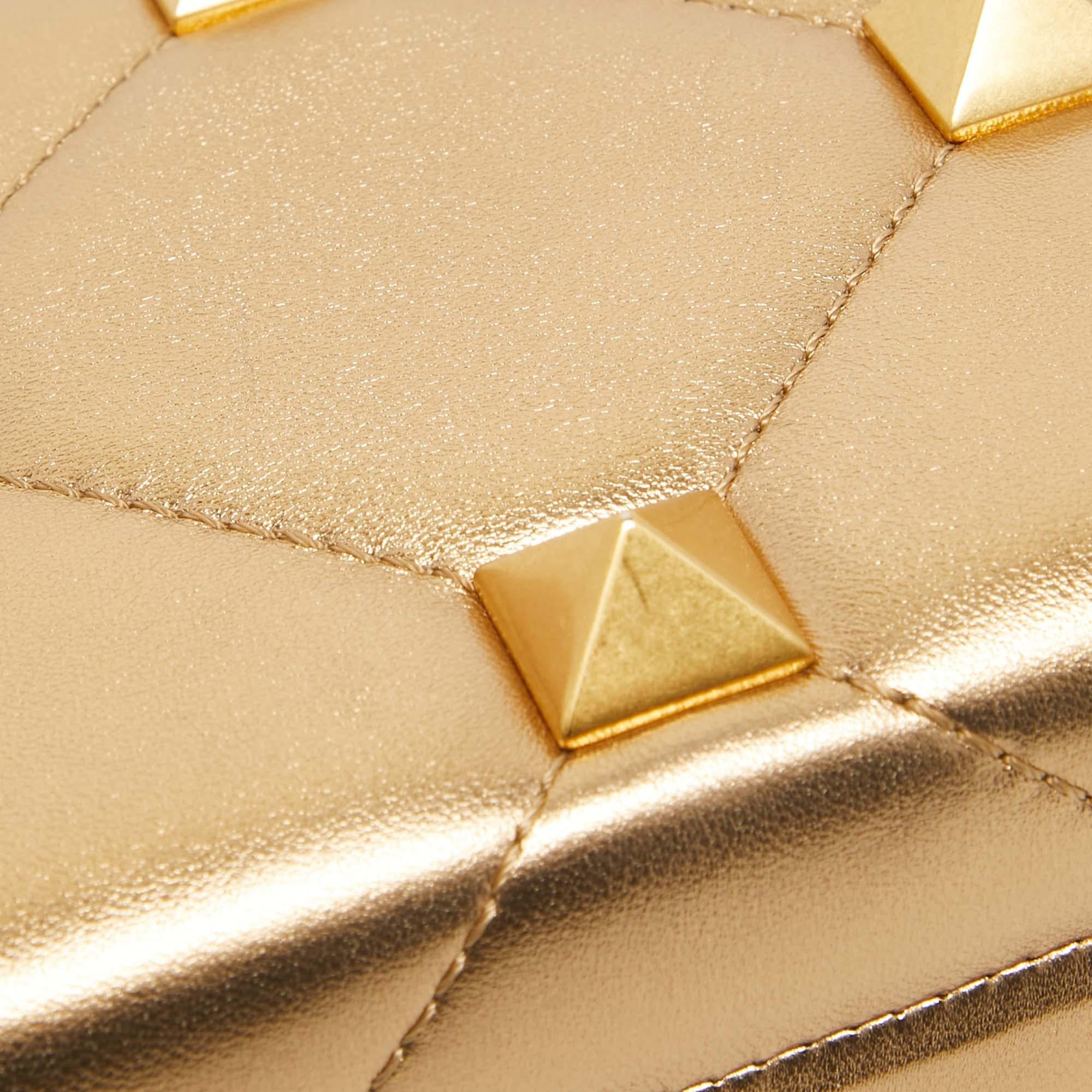 Valentino Gold Leather Roman Stud Clutch 3