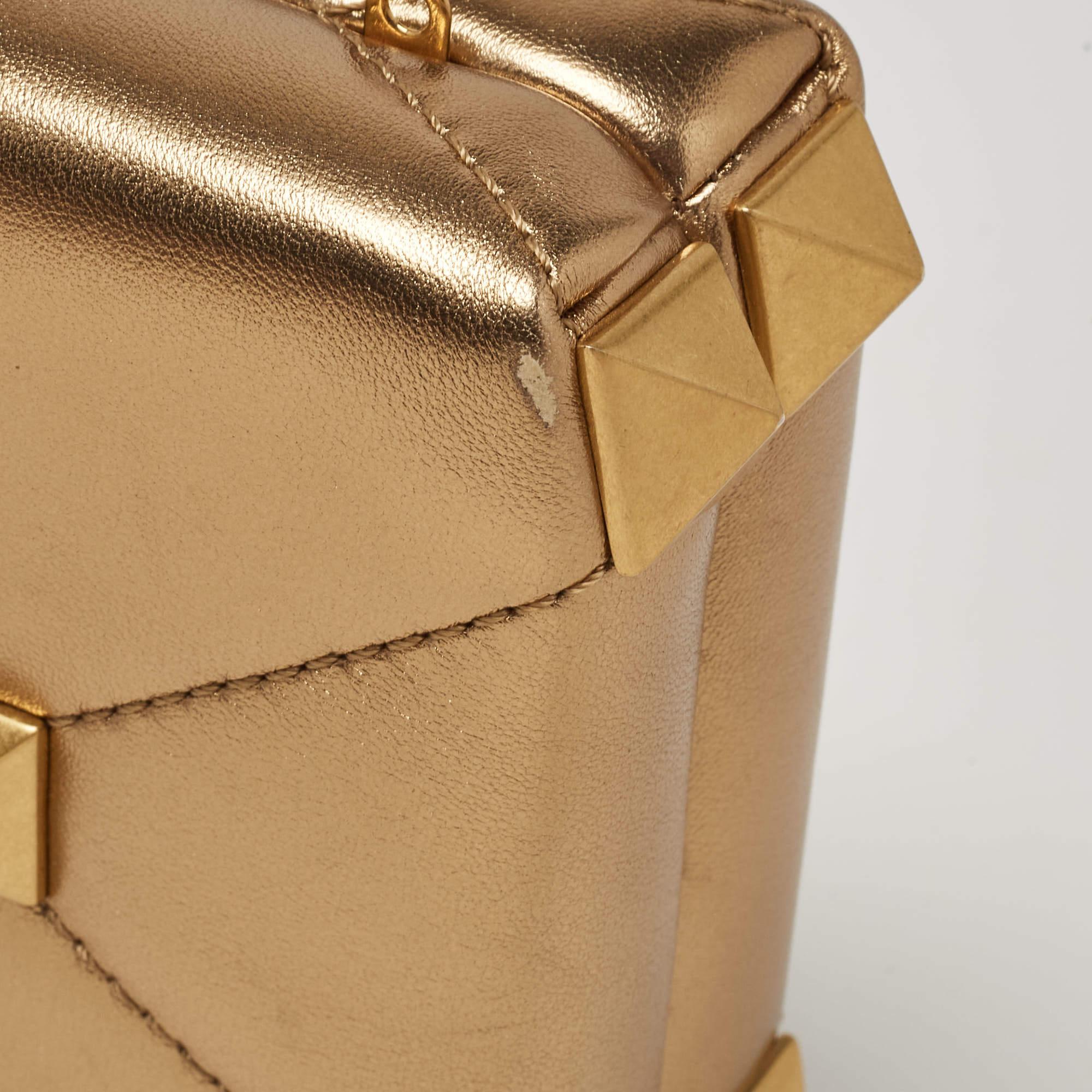 Valentino Gold Leather Roman Stud Clutch 5