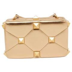 Valentino Gold Leather Roman Stud Clutch