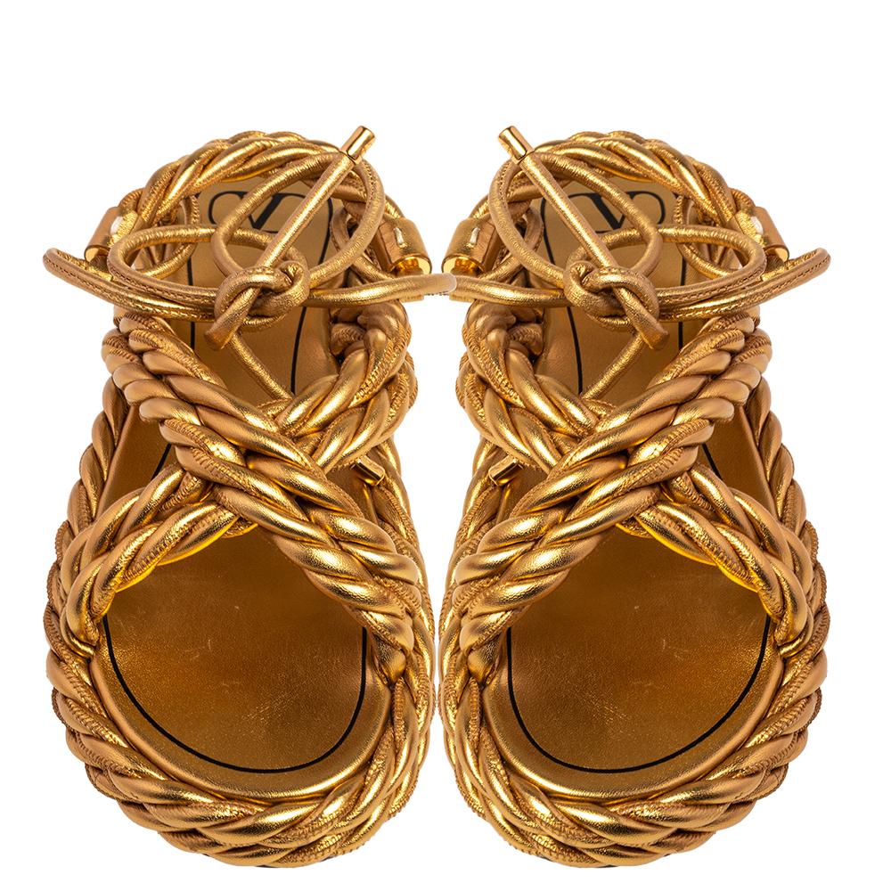 Valentino gold shop rope sandals