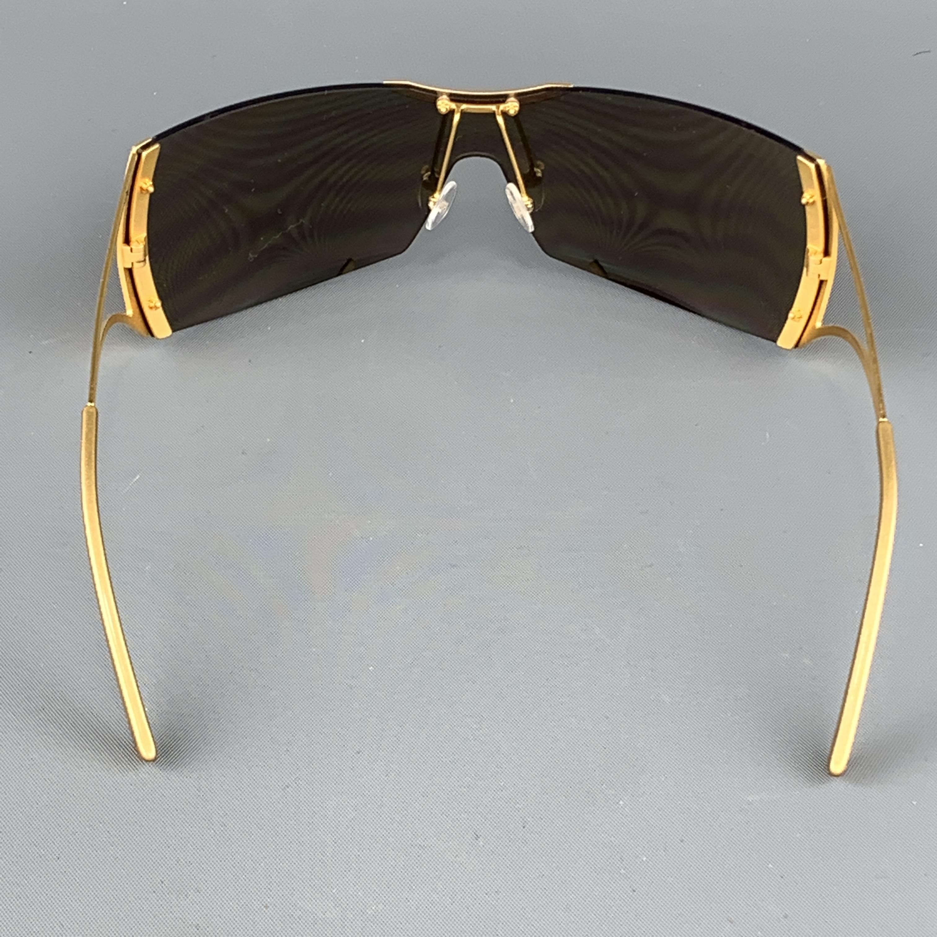 Women's VALENTINO Gold Metal Rhinestone Metallic Sheild Sunglasses