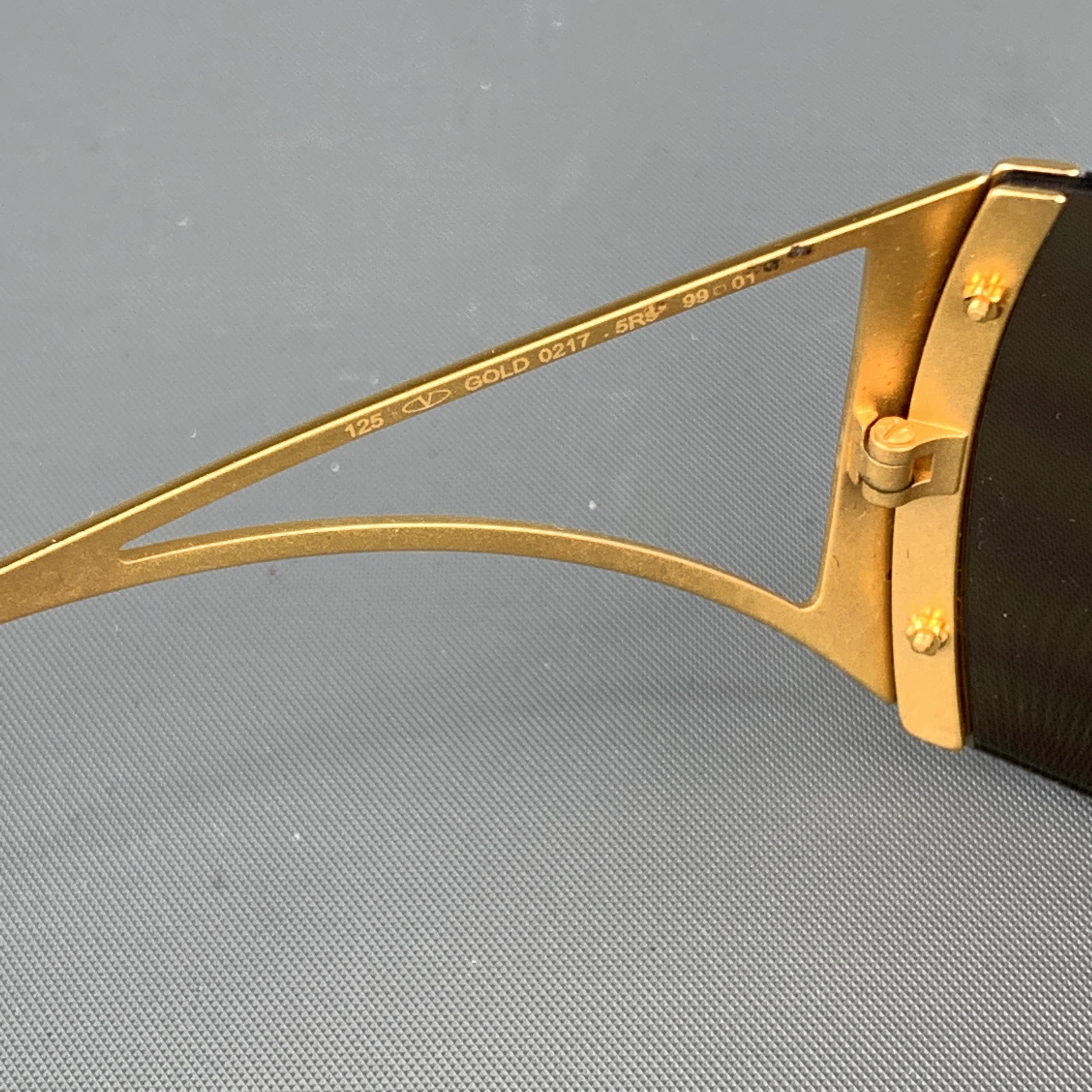 VALENTINO Gold Metal Rhinestone Metallic Sheild Sunglasses 1