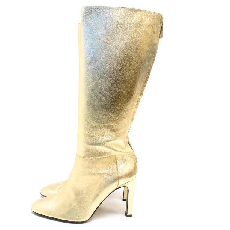 Valentino Gold Metallic Knee High Boots US 10 For Sale at 1stDibs