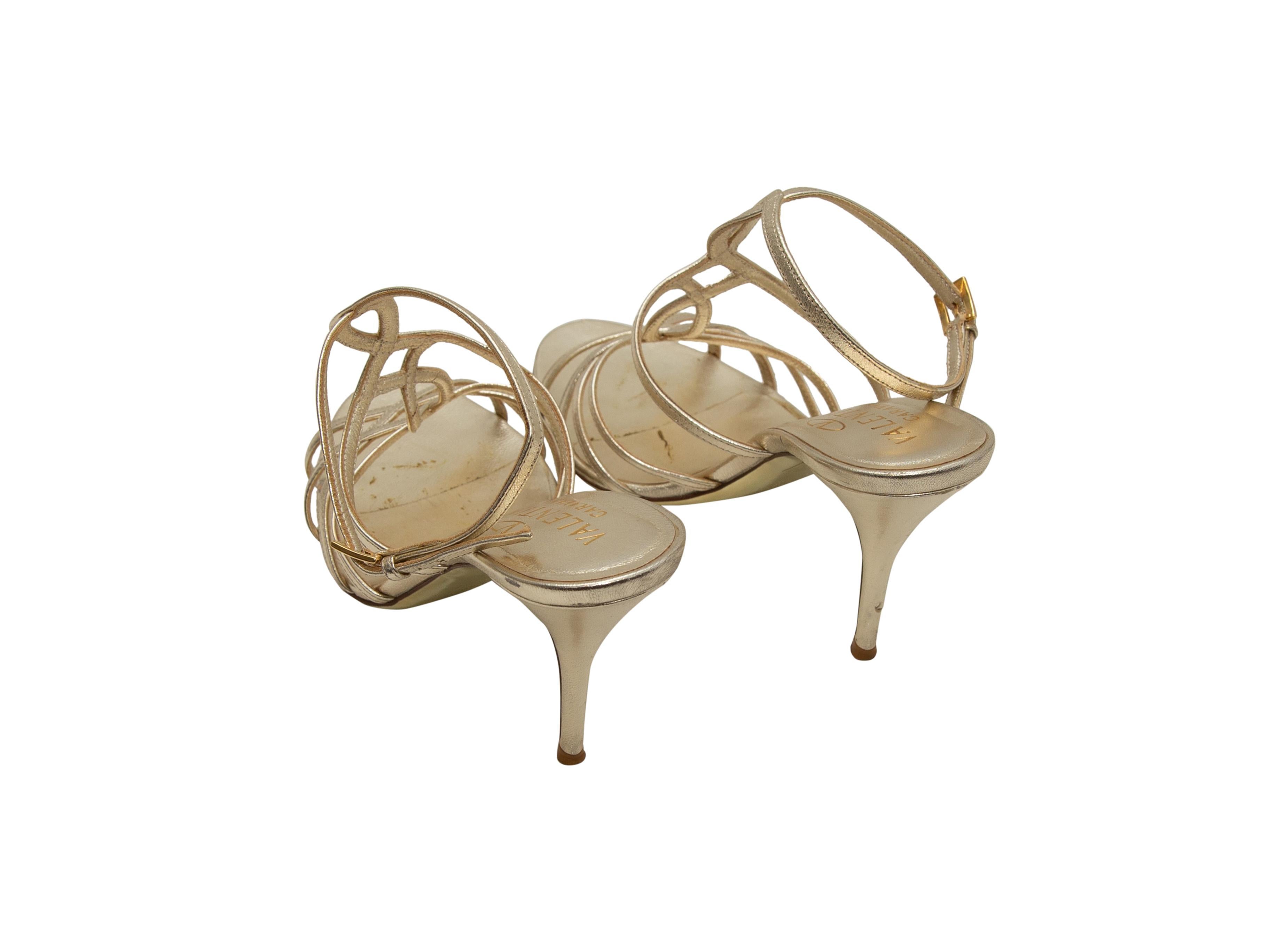 Valentino Gold Metallic Leather Strappy Sandals In Good Condition In New York, NY