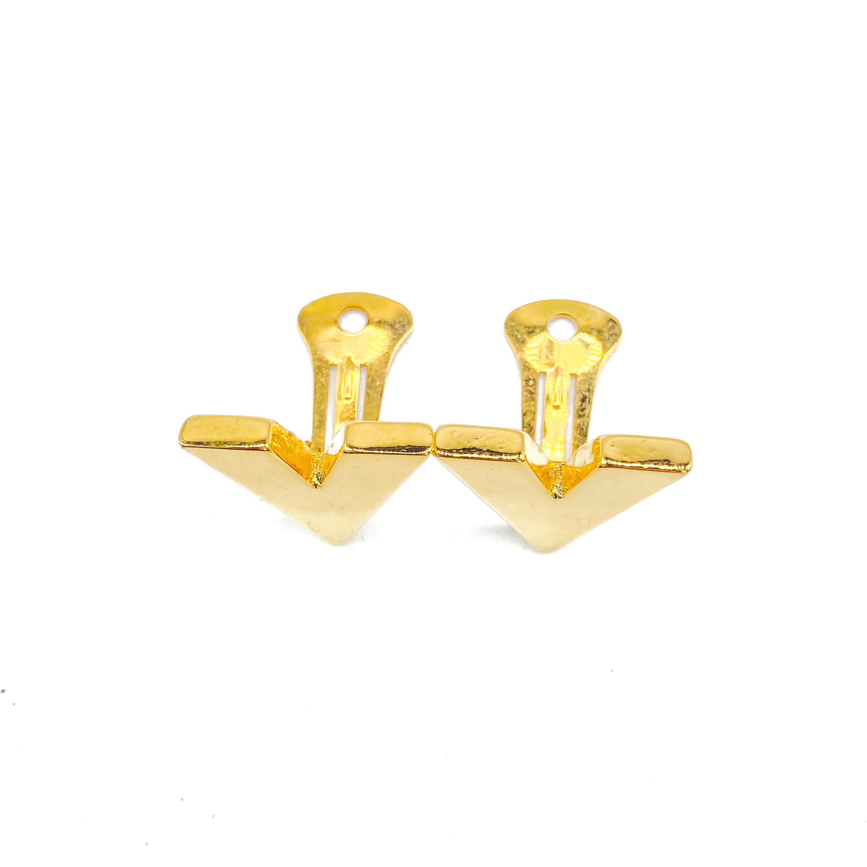 Women's VALENTINO Gold Plated Clip On Earrings Vintage 1990s