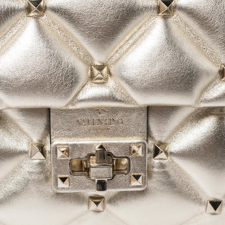 Valentino Gold Quilted Medium Candystud Top Bag For Sale at 1stDibs | valentino candystud top handle valentino bag, candy valentino age