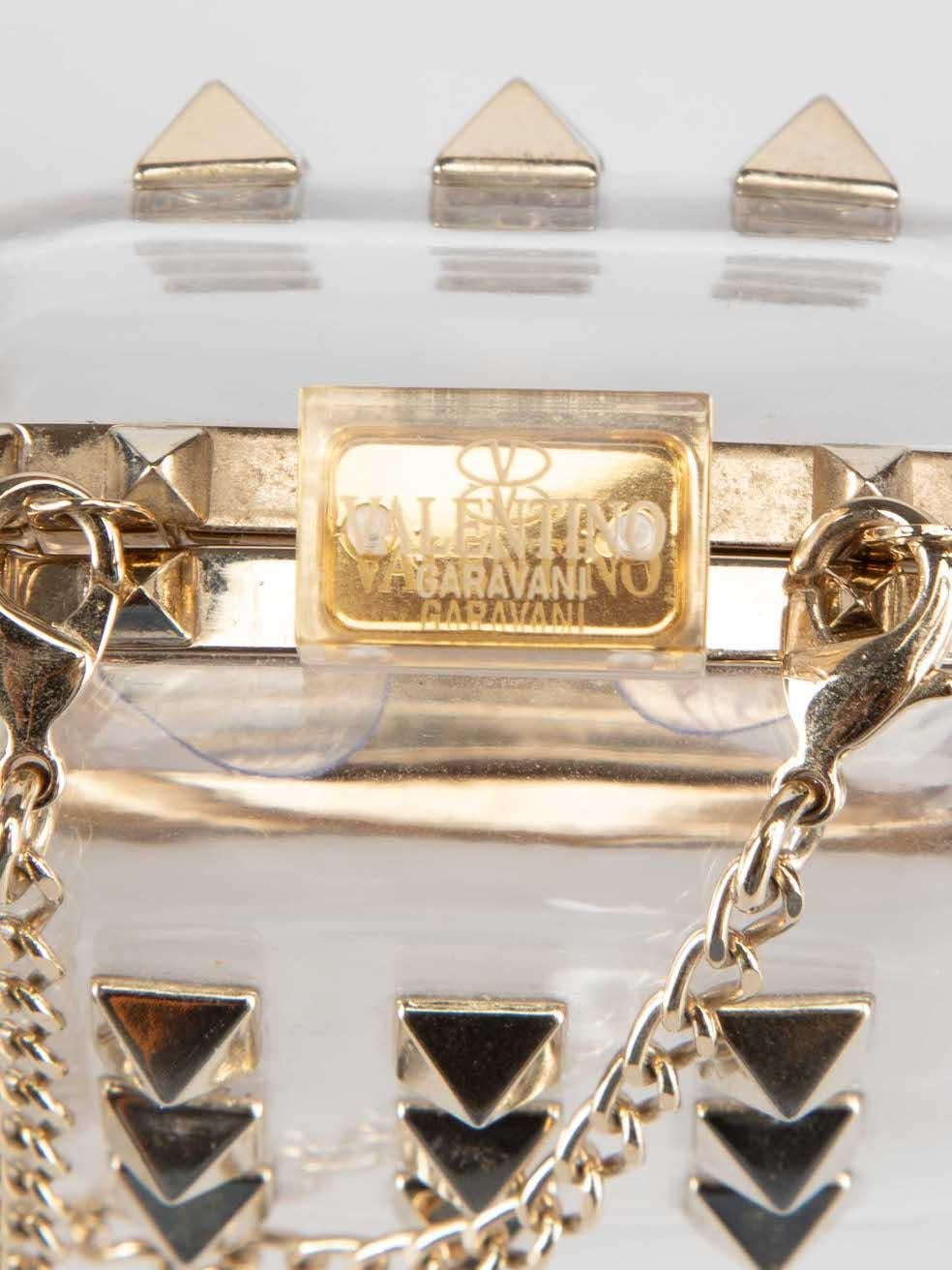 Valentino mini sac Rockstud en acrylique doré en vente 2