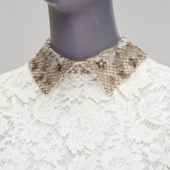 VALENTINO gold sequin embroidered collar cream lace bridal dress