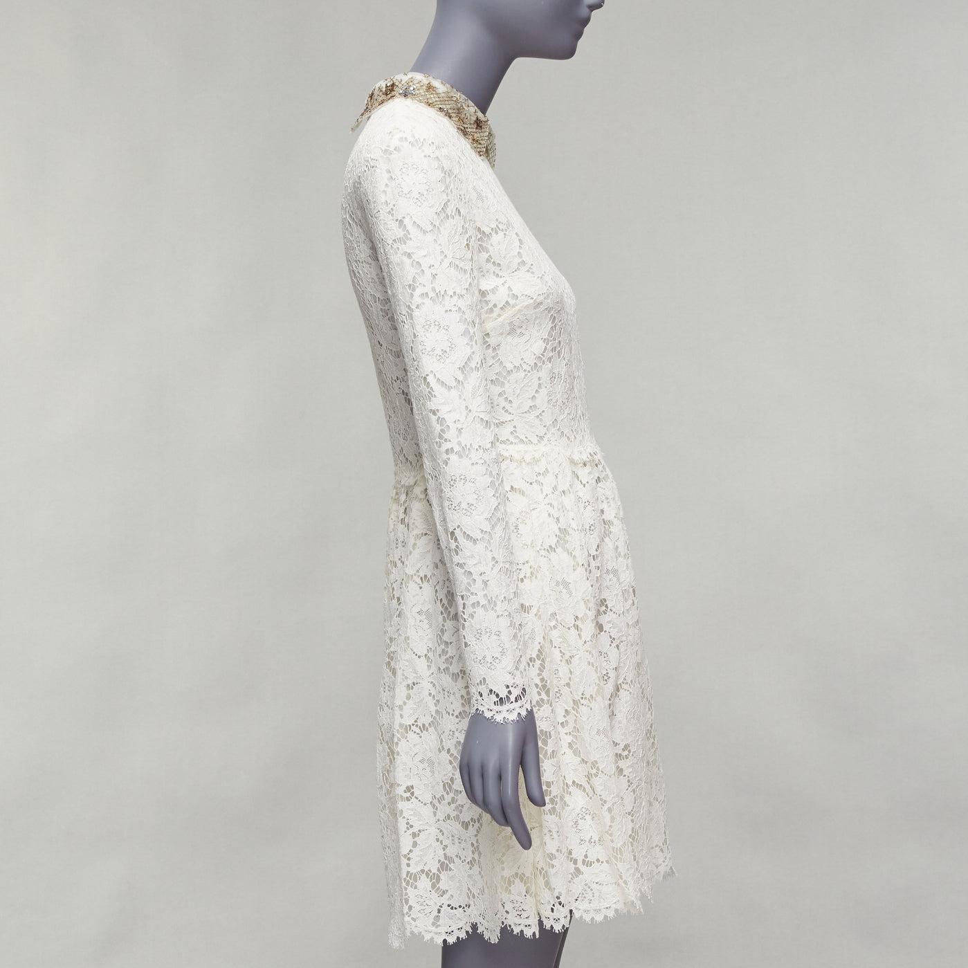 Valentino, abito da sposa in pizzo crema con collo ricamato e paillettes dorate In condizioni ottime in vendita a Hong Kong, NT