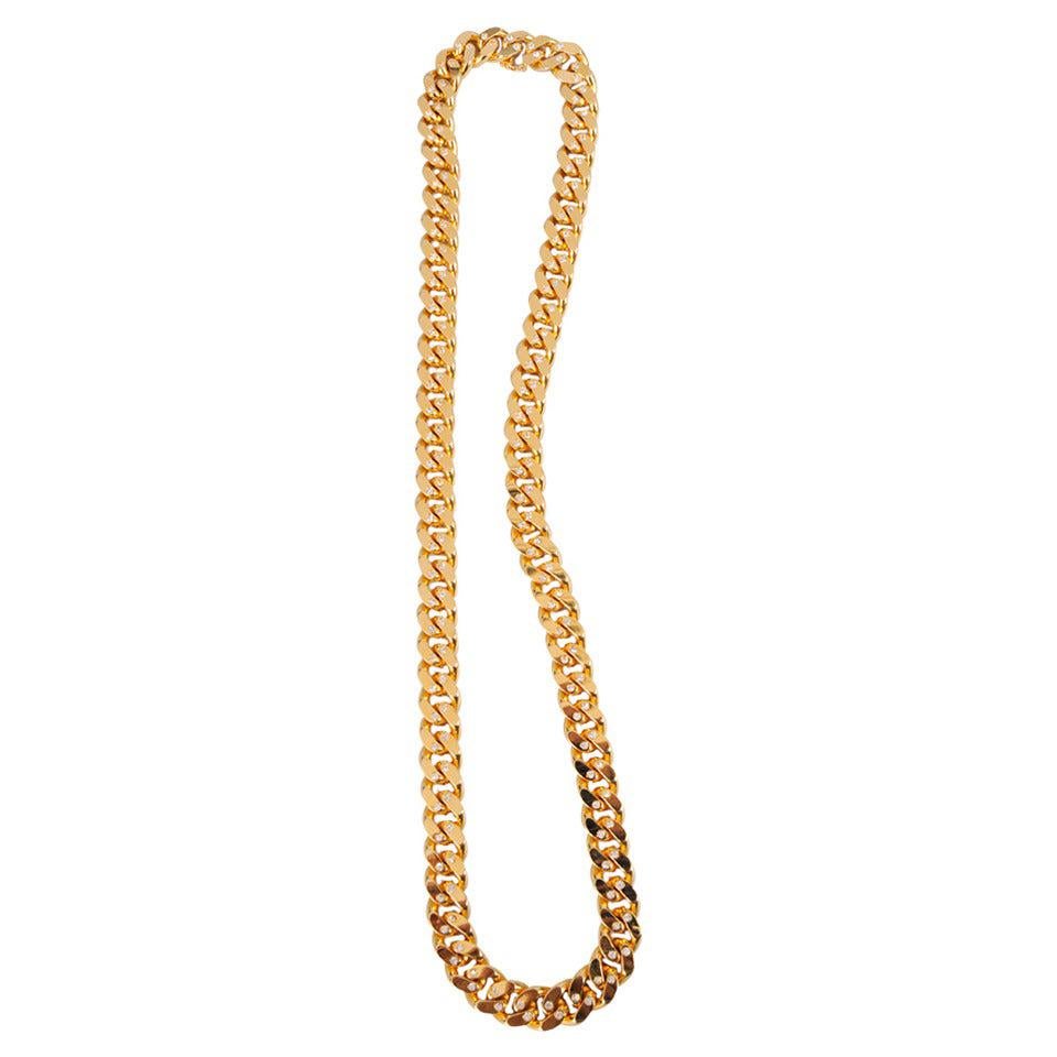 Valentino Gold Toned Diamante Link Necklace 