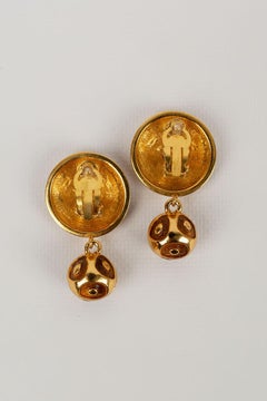 Valentino Golden Enamelled Metal Clip Earrings