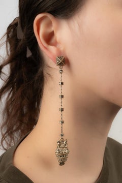 Valentino Golden Metal Earrings with Rhinestones