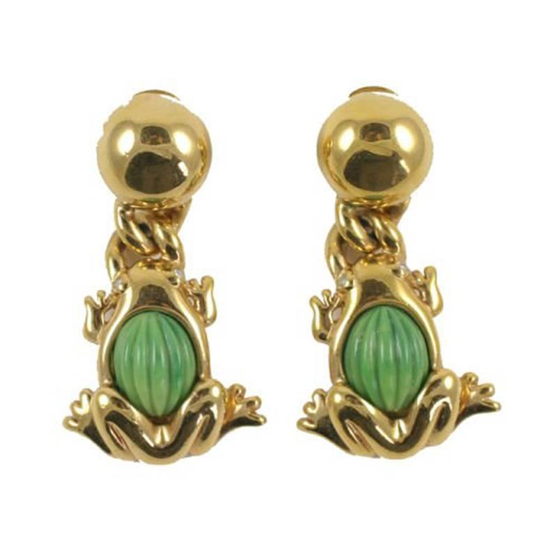 Valentino Goldtone Frog Earrings