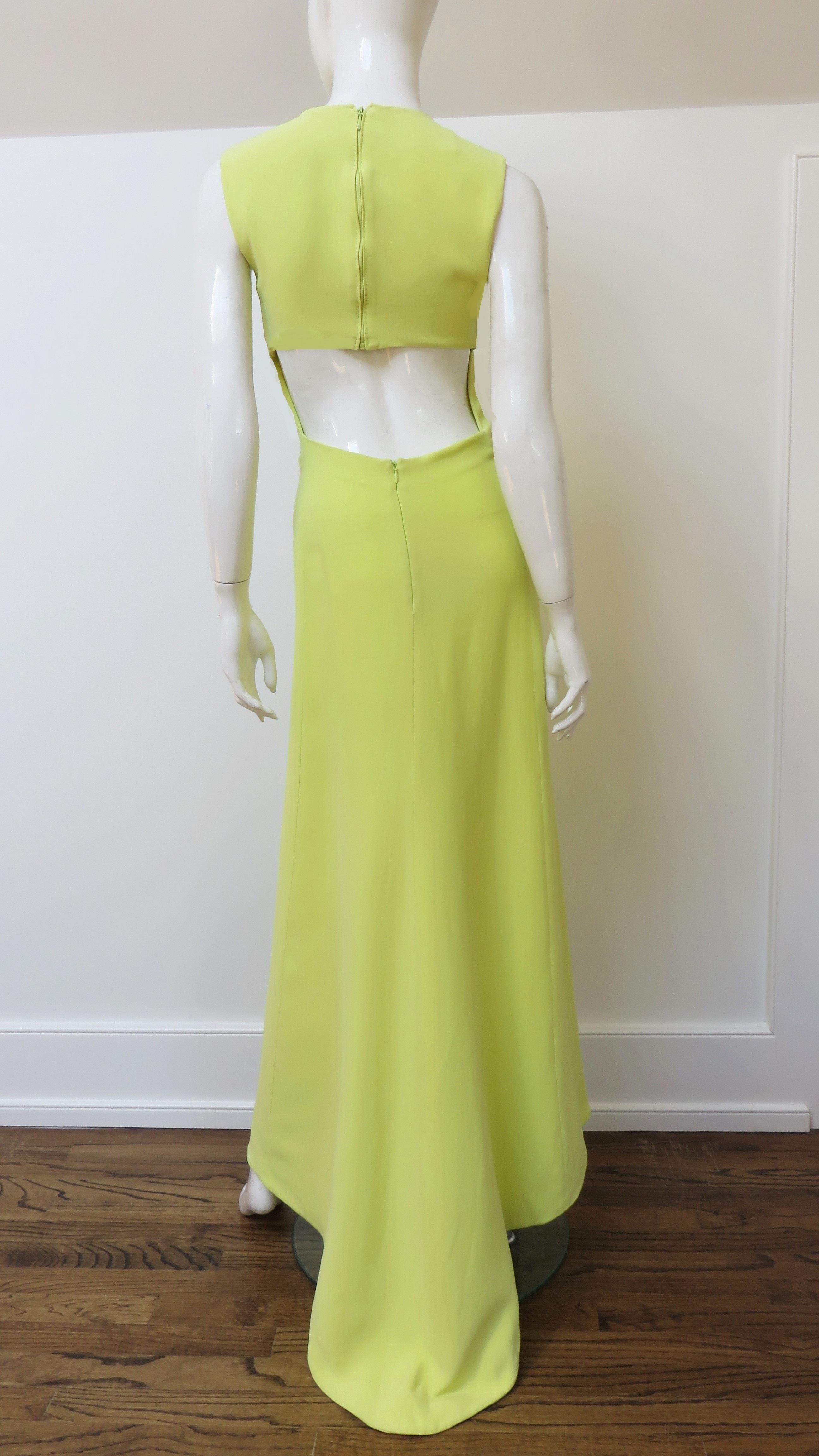 Valentino Yellow Gown with Back Cut out For Sale 4