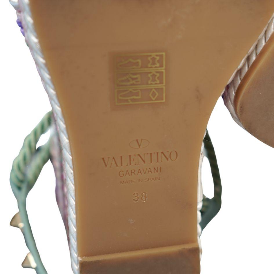 Valentino Gravani Espadrille-Sandalen mit Rüstung, mehrfarbig, 38 5