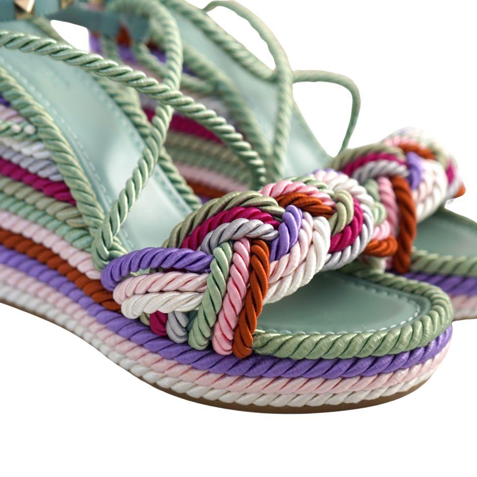 Valentino Gravani Espadrille-Sandalen mit Rüstung, mehrfarbig, 38 Damen