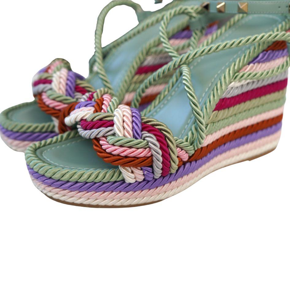 Valentino Gravani Espadrille-Sandalen mit Rüstung, mehrfarbig, 38 1