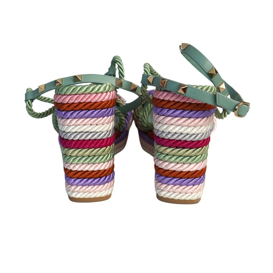 Valentino Gravani Espadrille-Sandalen mit Rüstung, mehrfarbig, 38 2