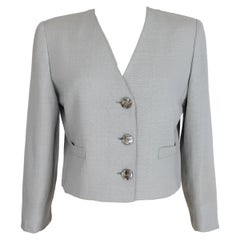 Valentino Gray Silk Short Boler Jacket