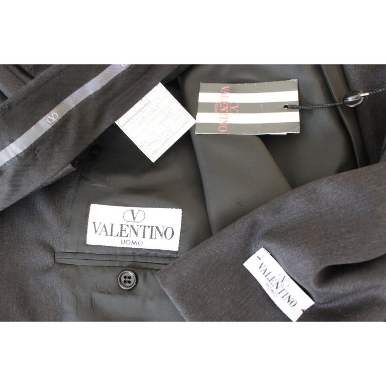Valentino Gray Wool Men's Suit Three Button Jacket New 1990s Classic ...