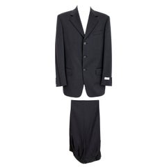 Valentino Gray Wool Men's Suit Three Button Jacket New 1990s Classic Ceremony