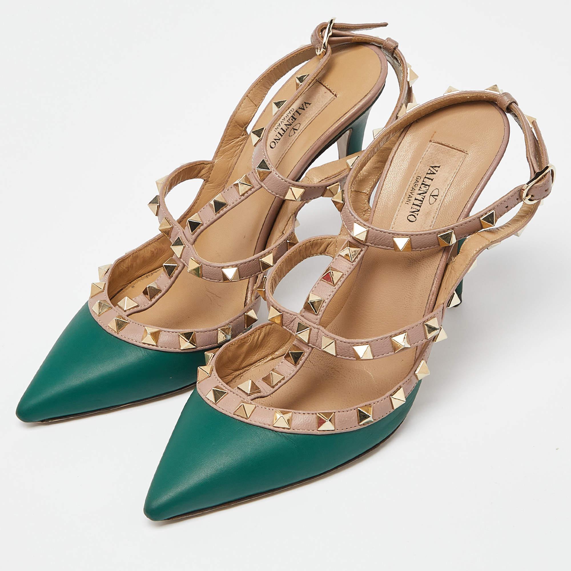 Make a chic style statement with these designer pumps. They showcase sturdy heels and durable soles perfect for your fashionable outings