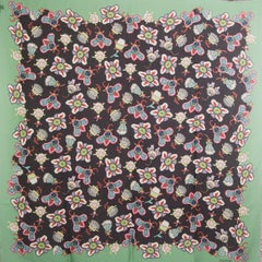 VALENTINO green black cashmere FLORAL Shawl Scarf