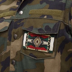 VALENTINO green camouflage bead applique military overshirt IT46 S