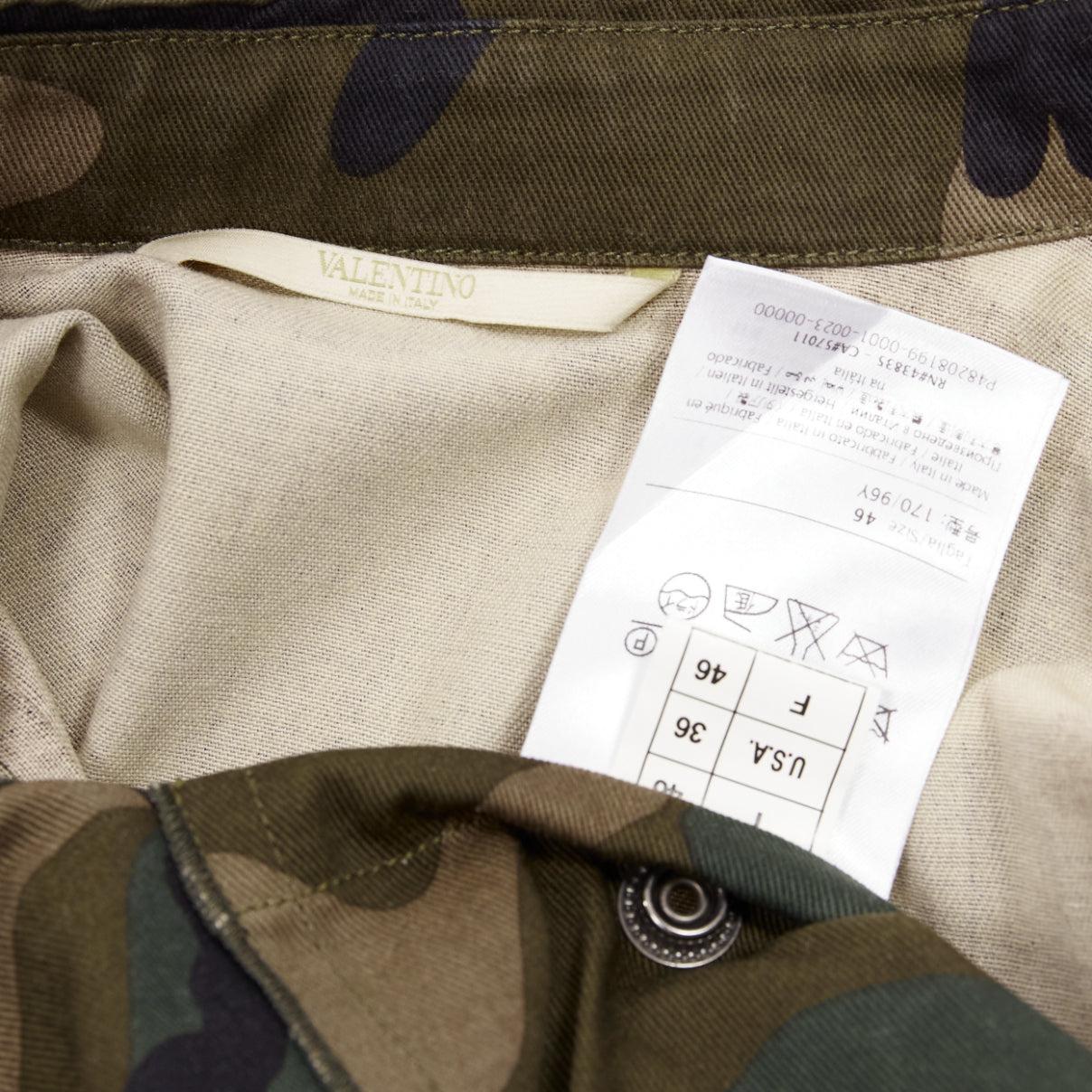 VALENTINO green camouflage bead applique military overshirt IT46 S 4