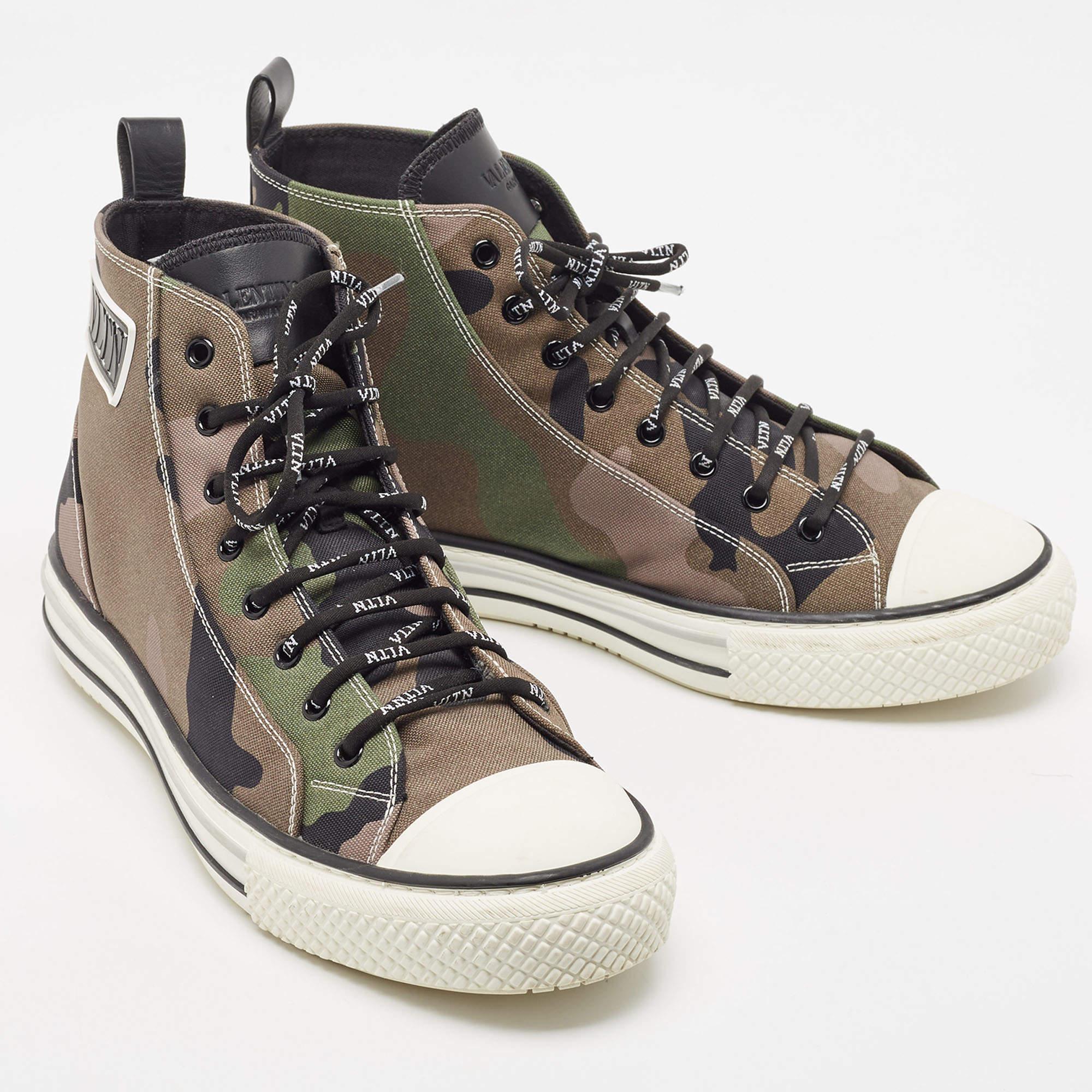 Valentino Green Camouflage Canvas Giggies High Top Sneakers Size 43 3
