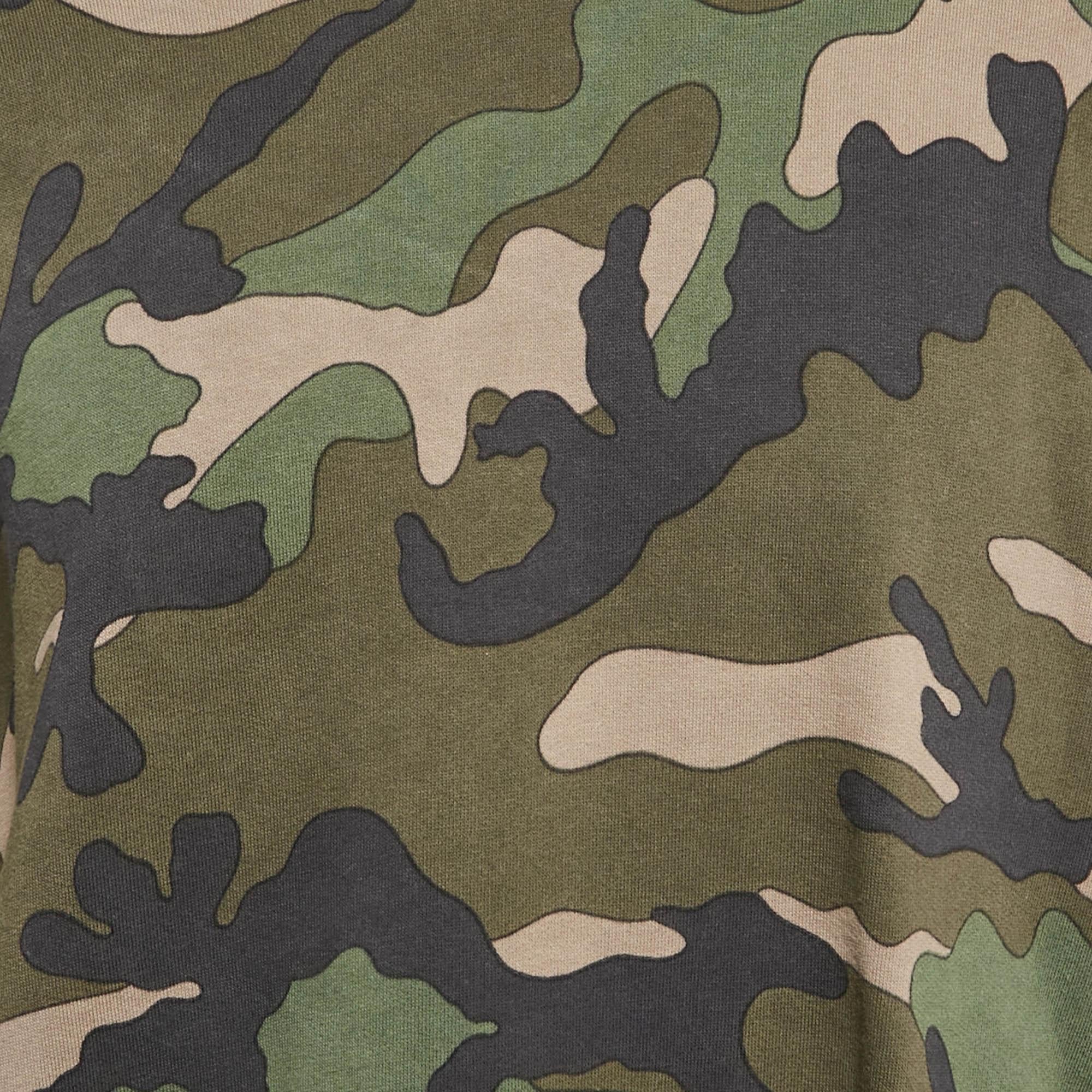 Noir Valentino Sweat-shirt en tricot de coton imprimé camouflage vert L en vente