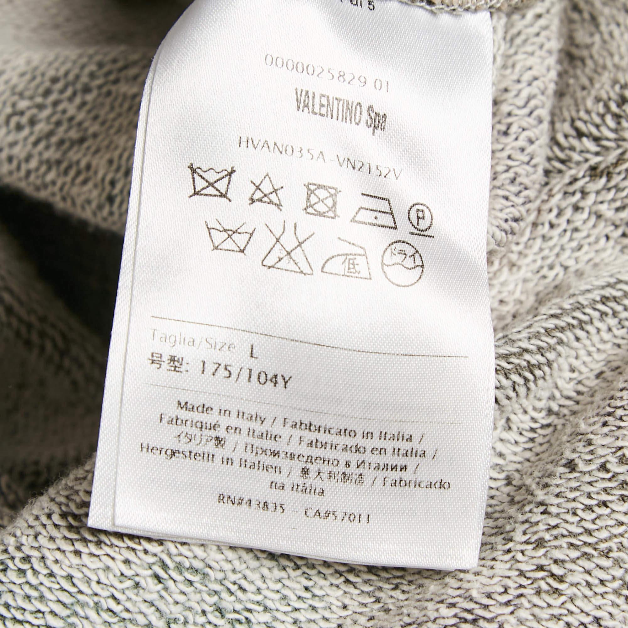 Valentino Sweat-shirt en tricot de coton imprimé camouflage vert L Pour hommes en vente