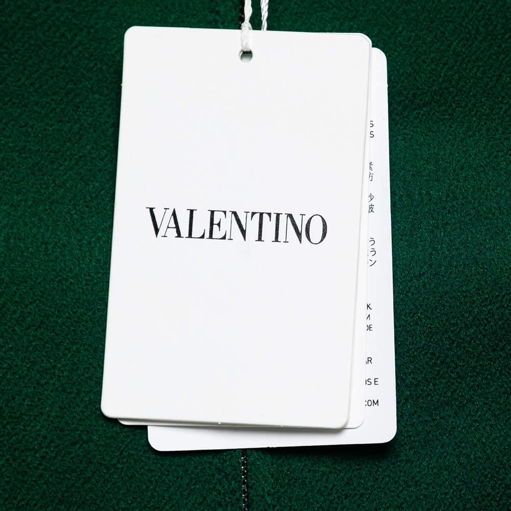 Valentino Green Crepe Pleated Stripe Detail Zip-Up Track Jacket S For Sale 1