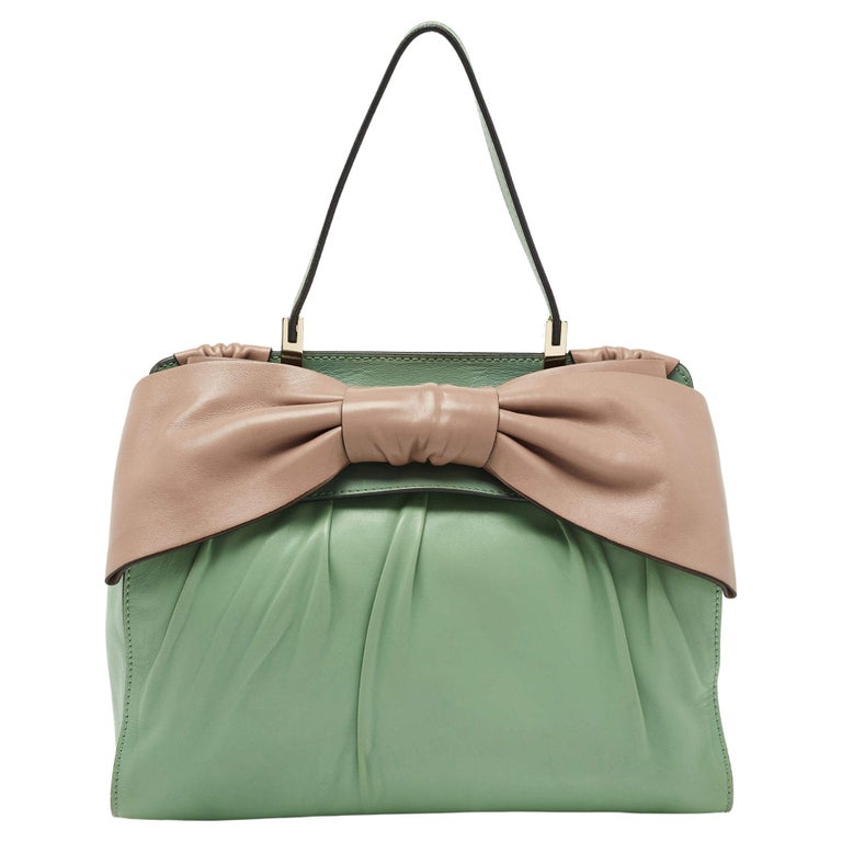 Valentino Green/Dusty Pink Leather Aphrodite Bow Top Handle Bag For Sale at  1stDibs | pink and green purse, aphrodites bow