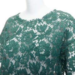VALENTINO green floral lace boxy crop tshirt top IT38 XS