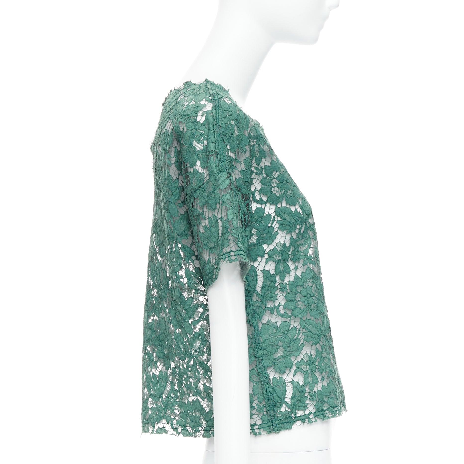 Débardeur boxy en dentelle florale verte de VALENTINO IT38 XS Pour femmes en vente