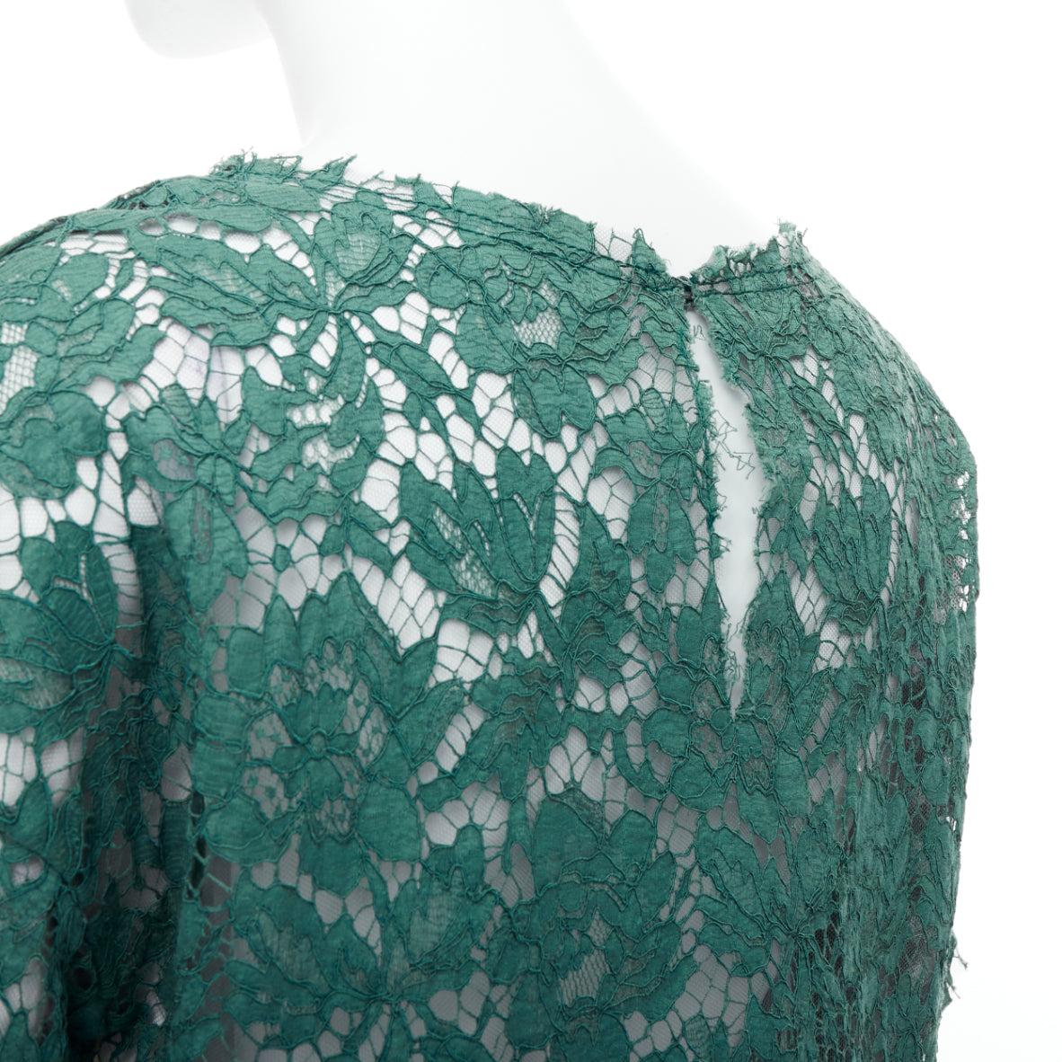 Débardeur boxy en dentelle florale verte de VALENTINO IT38 XS en vente 3