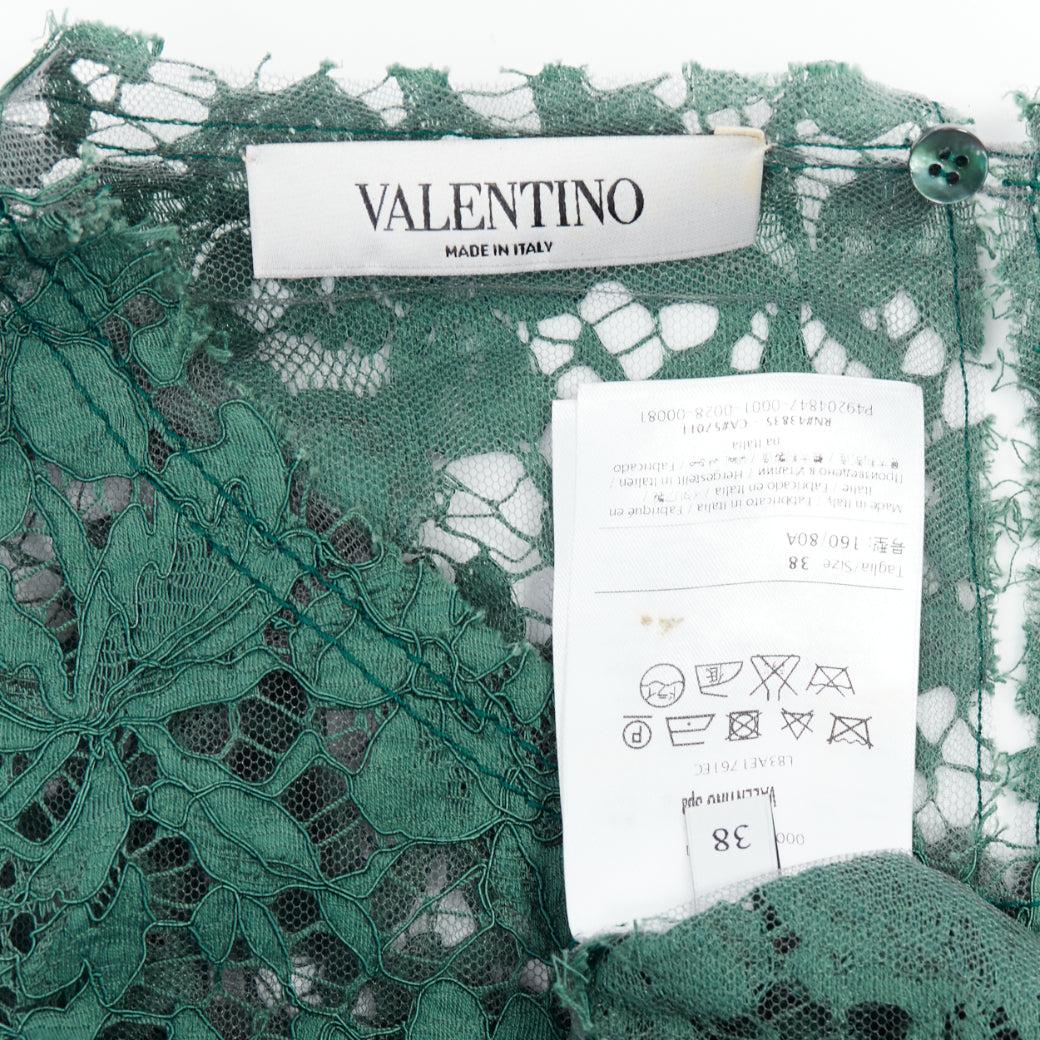 Débardeur boxy en dentelle florale verte de VALENTINO IT38 XS en vente 4