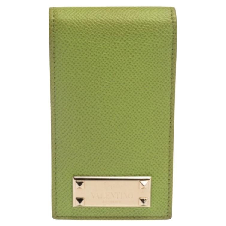 Valentino Green Grained Leather Rockstud iPhone 5 Flip Case For Sale