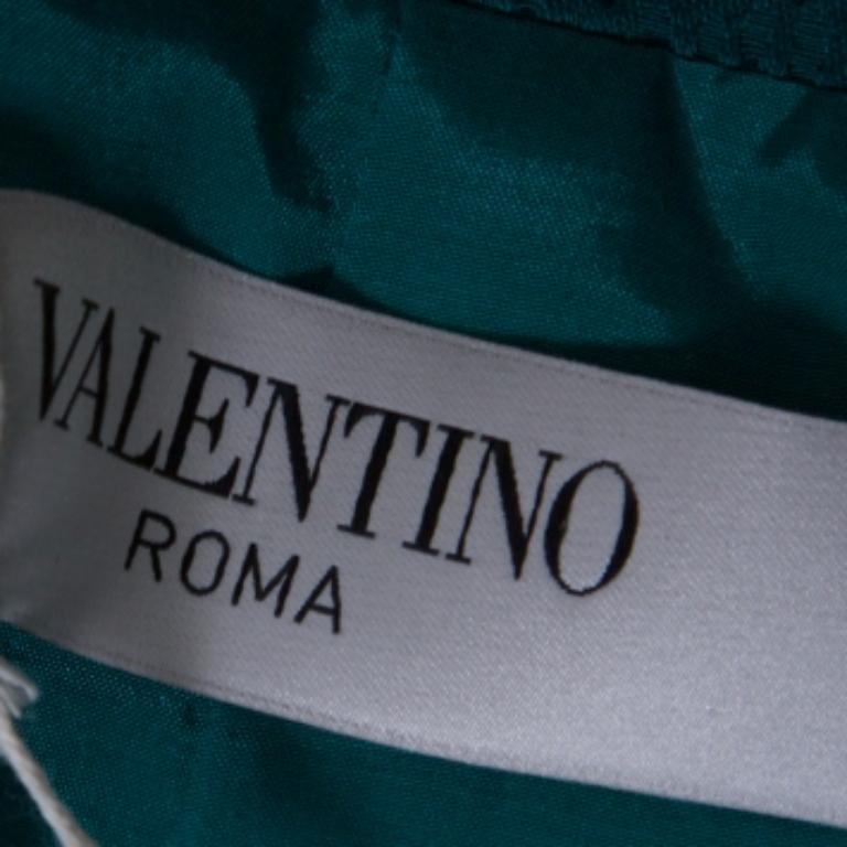 Valentino Grün Jacquard-verzierte Jacke mit abgeschnittener Taille L im Zustand „Gut“ im Angebot in Dubai, Al Qouz 2