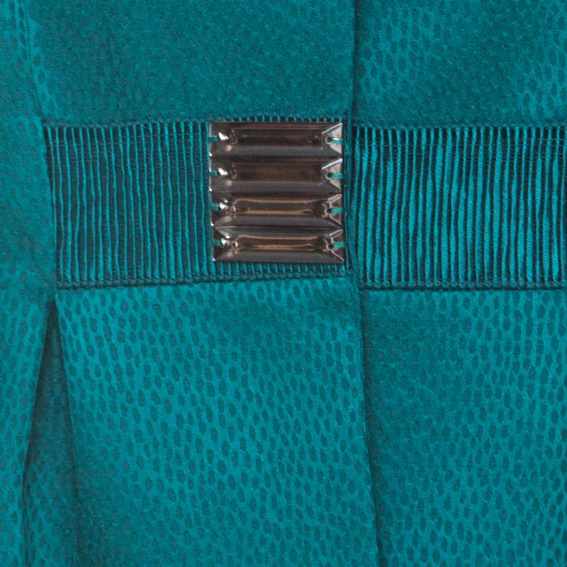 Women's Valentino Green Jacquard Embellished Waist Cropped Jacket L