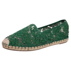 Valentino Green Lace Espadrilles Flats Size 40