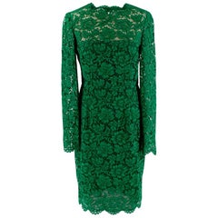 Valentino Green Lace Long Sleeve Midi Dress - Size Estimated M