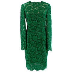 Valentino Green Lace Long Sleeve Midi Dress - Size Estimated M