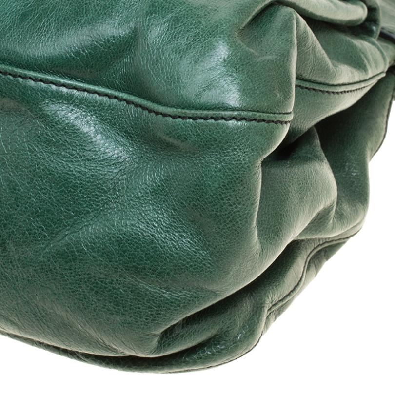 Valentino Green Leather Crystal Catch Shoulder Bag 4