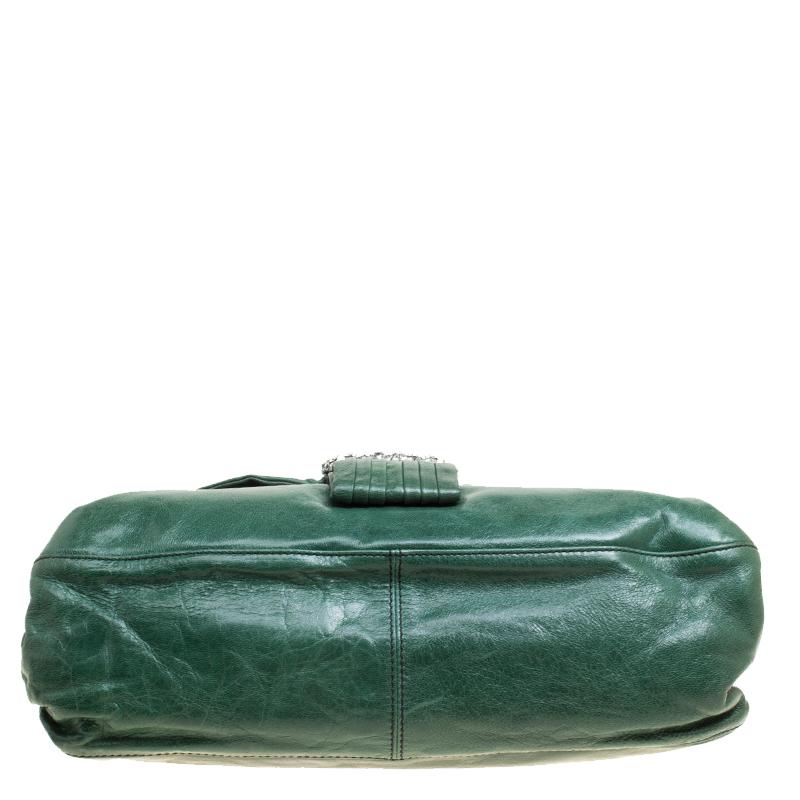 Valentino Green Leather Crystal Catch Shoulder Bag In Good Condition In Dubai, Al Qouz 2