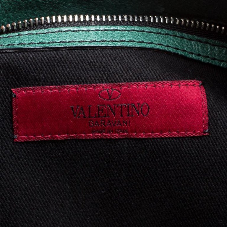 Valentino Green Leather Crystal Catch Shoulder Bag For Sale at 1stDibs