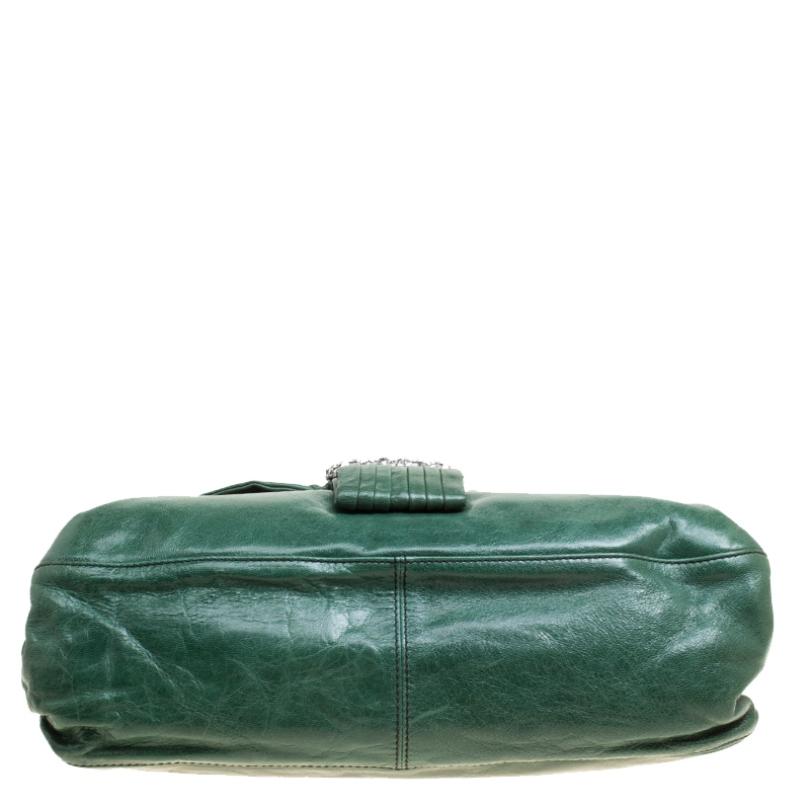 Valentino Green Leather Crystal Catch Shoulder Bag 2