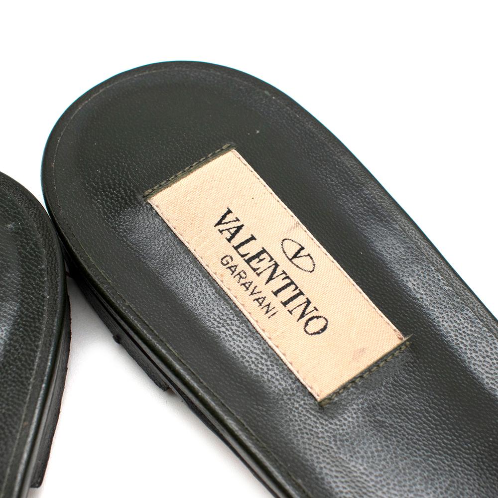  Valentino Green Leather Daisy Applique Sandals - Size EU 39 3