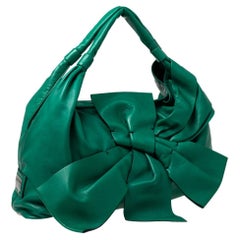 Valentino Green Leather Front Bow Hobo